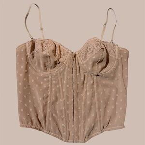 Urban Outfitters Beige Lace Bustier Top